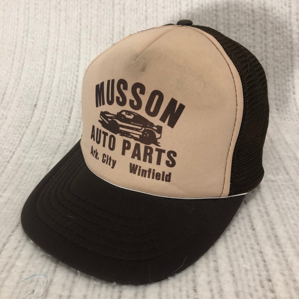 Musson Auto Parts Trucker Hat Tan Brown Adjustable Snapback Cap